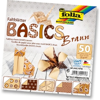 Folia 466/1010 Origami papír Basics 80 g/m2 10 x 10 cm 50 archů hnědý