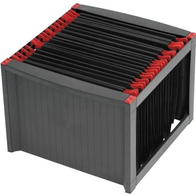 BOX NA ZÁVESNÉ ZAKLADACIE DOSKY, PLASTOVÝ, HELIT, ČIERNY - ČERVENÝ