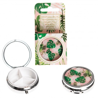 Rex London - Метална кутийка за хапчета с огледалце - Тропическа палма (28240_1)
