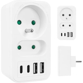 Maclean Токов контакт x2 + 4xUSB Maclean, разклонител с 2 контакта, 2xUSB A, 2xUSB C PD 20W, 1x16A + 1x6A, MCE249 F/W (MCE249 F/W)