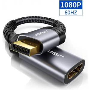  DisplayPort към HDMI кабел JSAUX, 1080P@60Hz позлатени накрайници, найлонова оплетка