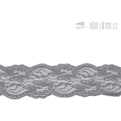Elastická čipka sivá, 100 mm