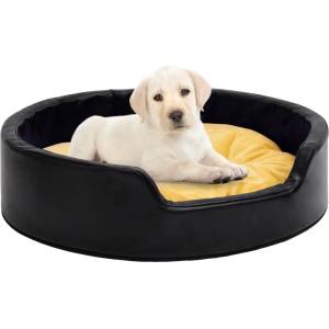 vidaXL 99x89x21 cm black/yellow plush/pleather 171288