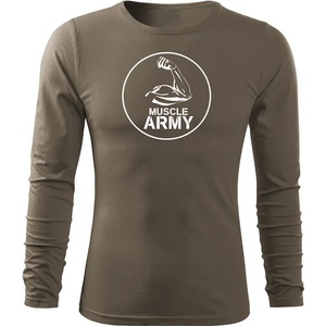 DRAGOWA FIT-T Тениска с дълъг ръкав Muscle Army Biceps, маслиненозелена, 160 г/м2 (5651)