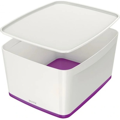 Leitz Úložný box s vekom MyBox, veľkosť L biela/purpurová Leitz