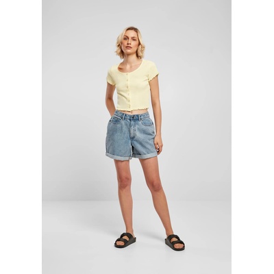 Urban Classics Дамски топ в светложълт цвят Ladies Cropped Button UpUB-TB4103-03660 - Цветен принт. , размер XXL