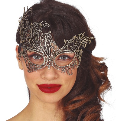 Fiestas Guirca Маска - Елегантна (плетена златна)