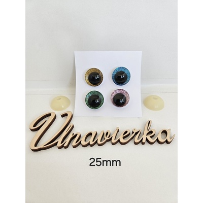 Oči s pojistkou glitrové 25mm mix fareb