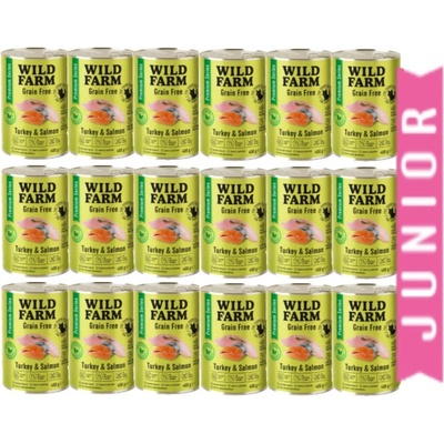 Wild Farmi Premium Kitten s morčacím mäsom a lososom bez obilnín 18 x 400 g