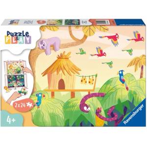 Ravensburger Пъзел-настолна игра Ravensburger от 2 х 24 части - Изследване на джунглата (05593) - ozone