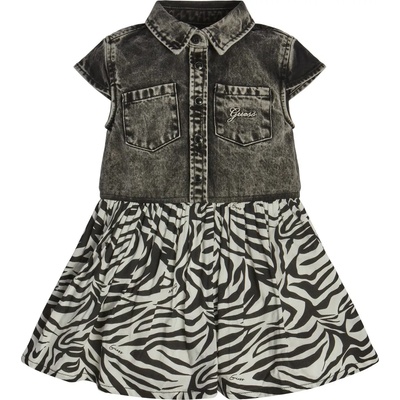 Guess Разкроена комбинира рокля за момиче в черно и бяло Guess