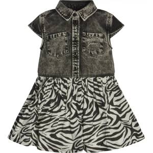 Guess Разкроена комбинира рокля за момиче в черно и бяло Guess - moliv - 65,85 лв