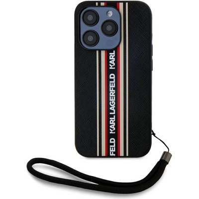 KARL LAGERFELD Калъф Karl Lagerfeld Saffiano Athleisure Stripes Cord iPhone 15 Pro - червен (3666339254629)