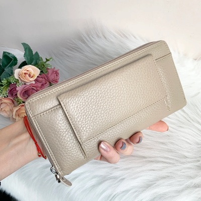 Портмоне Естествена Кожа Бежов цвят- Модел Е1038