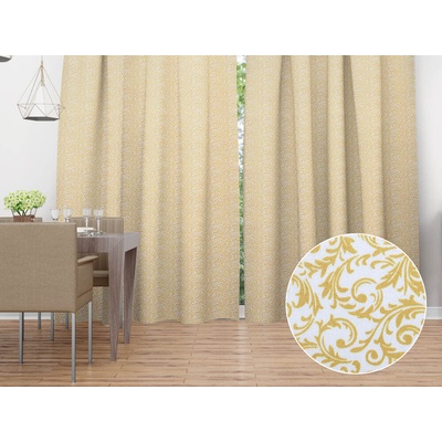 Biante Saténový záves LUP-503 Zlatý zámocký vzor na krémovo bielom 140x230 cm