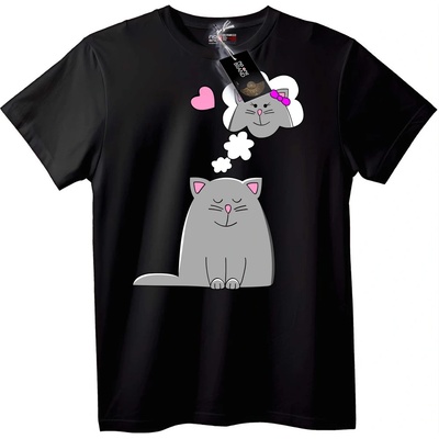 NOONEBRAND Тениска Сладка Мечтаеща Котка - 7XL, Black