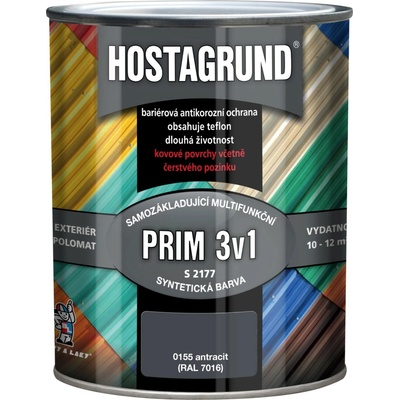 Hostagrund 3v1 Prim základná aj vrchná farba na kov S2177 2,5 l čierna