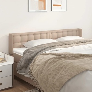 vidaXL Горна табла за легло, капучино, 183x16x78/88 см, изкуствена кожа (3118875)