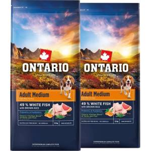 ONTARIO Adult Medium Fish & Brown Rice 2 x 12 кг