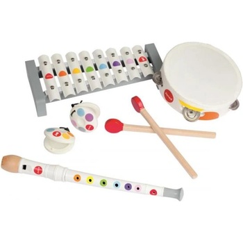 Janod Дървен комплект музикални инструменти Confetti флейта-тамбурина-ксилофон-кастанети