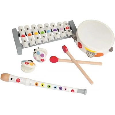 Janod Дървен комплект музикални инструменти Confetti флейта-тамбурина-ксилофон-кастанети