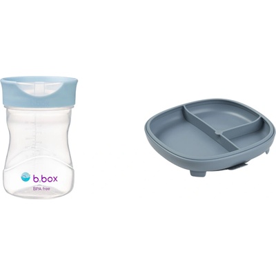 B.BOX Dělený talířek s přísavkou + Hrneček pro batolata - set modrý