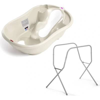 OK BABY SET Vanička rostoucí protiskluzová Onda Evolution White Kovový stojan na vanu