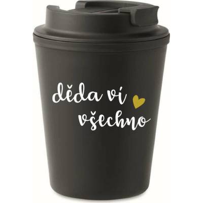 Giftela DĚDA VÍ VŠECHNO černý termohrnek 300 ml