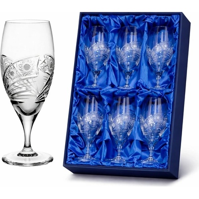 Bohemia Crystal sada 6 broušených sklenic na pivo brus Kometa 420 ml