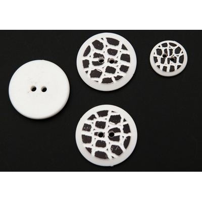Dierkový gombík – imitácia hadej kože – biela čierna – priemer 2,6 cm