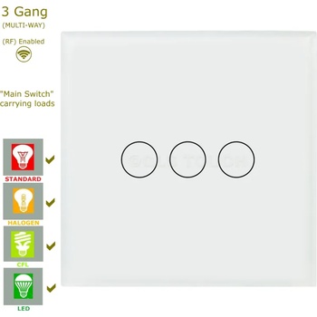 Image 1 of WiFi+RF Сензорен ключ за осветление - троен - 40614