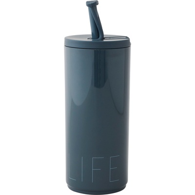 Design Letters Чаша за пътуване Design Letters Life със сламка 500 мл синя (30101018ROYALLIFE)