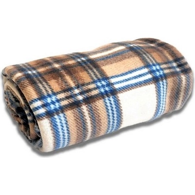 Jahu fleece deka káro hnědo béžové 150x200