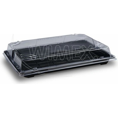 Wimex Miska na Sushi + viečko PP rPET čierna + priehľadné 260 x 190 x 45 m