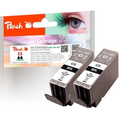 Peach Canon PI100-219 | Twinpack PGI-5 BK, černá, s čipem, kompatibilní