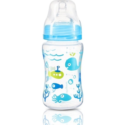 BabyOno Antikoliková lahvička se širokým hrdlem modrá 240ml