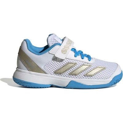 adidas Courtflash Kids Comfort Closure Tennis Shoes Ftwr White/Cyber Met./Lucid Aquamarine