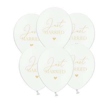 PartyDeco Бял балон - Just Married 50 бр