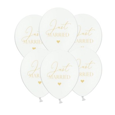 PartyDeco Бял балон - Just Married 50 бр