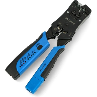 Krimpovací kleště pro konektory RJ45, RJ12, RJ11 + tester kabelů - Lanberg NT-0203 – Zboží Dáma