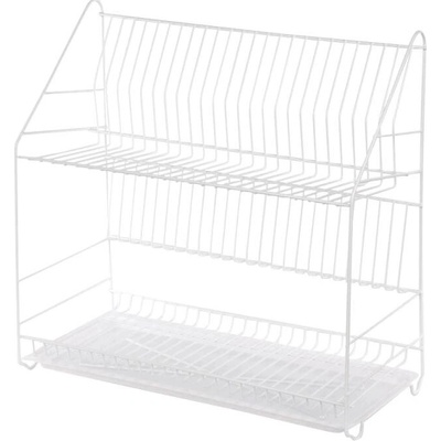 Dvoupatrový odkapávač na nádobí 50 cm bílý