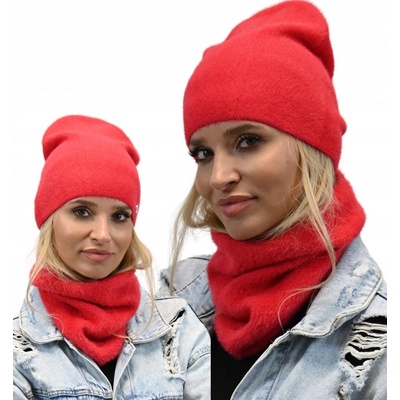 Fashionweek Exkluzivní alpakový zimní set čepice a šála pletený tunel ZIZI-AL1 Korál