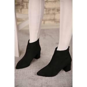 Moda Trend Дамски боти от велур - Черни 298517 (298517_Черно)