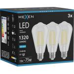 Mexen Vintis 3x LED филаментна крушка E27, ST64, 10W, Студено - 6500K, 1320 lm, прозрачно - (L152-E27-1065-00x03)