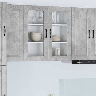 vidaXL Стенен стъклен шкаф PORTO Циментено сиво 80 x 31 x 80 см (885418)