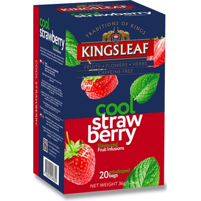 Basilur KINGSLEAF ovocný čaj přebal Cool Strawberry JAHODA MÁTA 20 x 1,8 g
