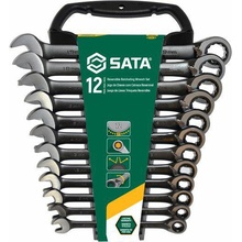 Sata Tools Očkoploché ráčnové klíče 8 ÷ 19 mm Černé, přepínací sada 12 dílů ST08044B