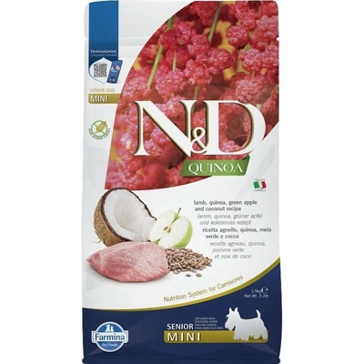 N&D Quinoa Dog Senior Mini Grain Free Lamb Green Apple & Coconut 1,5 kg