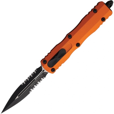 Microtech DIRAC DELTA D/E BLACK PART SERRATE ORANGE 227-2OR