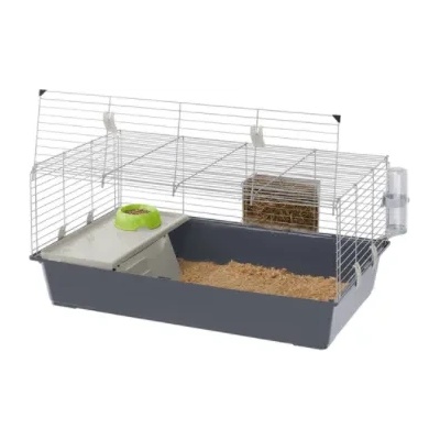 Ferplast - CAGE Rabbit 100 - Оборудвана клетка за зайци и други гризачи, 95 х 57 х 46 см